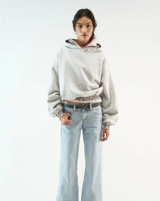 Grey Leopard Hoodie